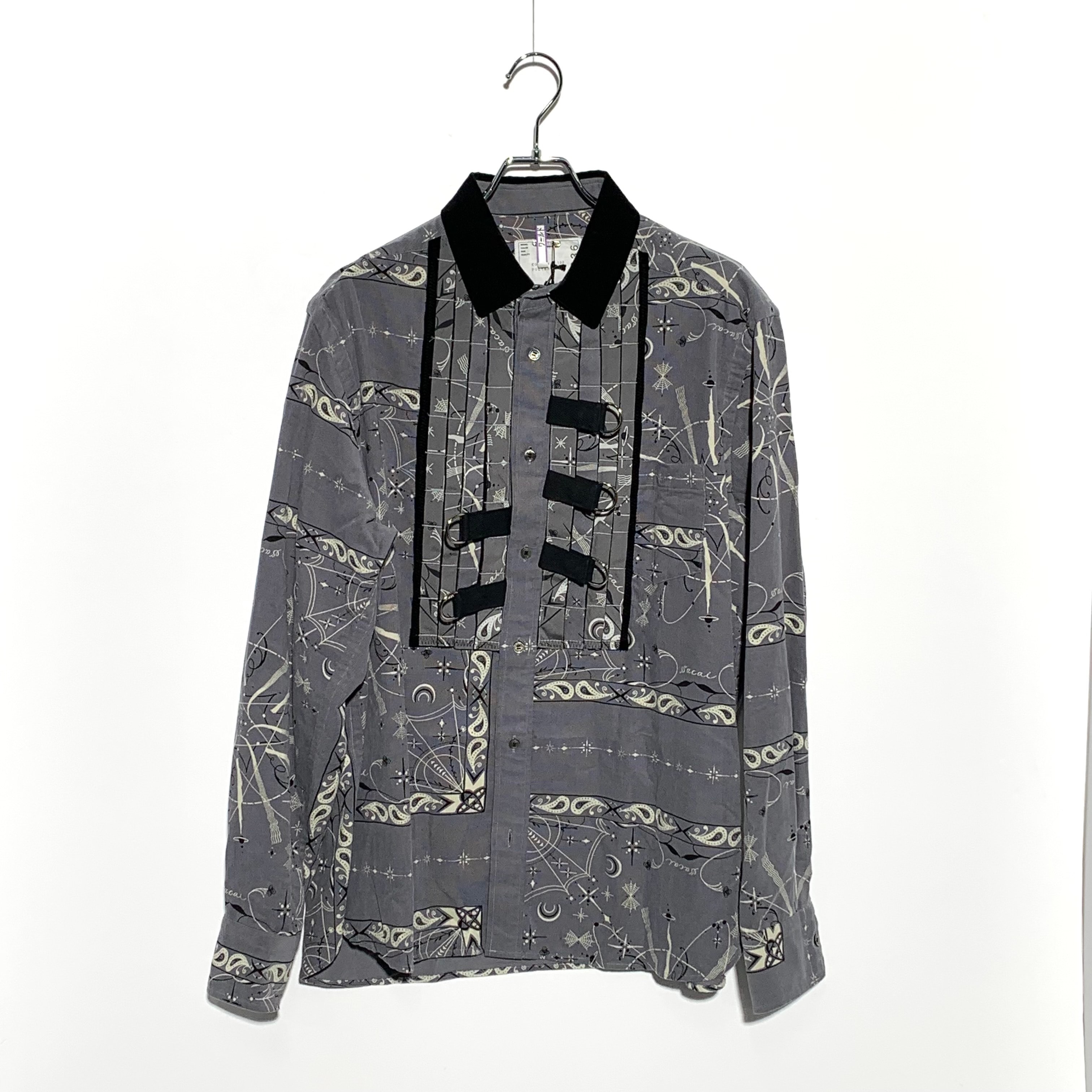 Sacai×Dr.woo Bandana Print Corduroy Shirs Blue