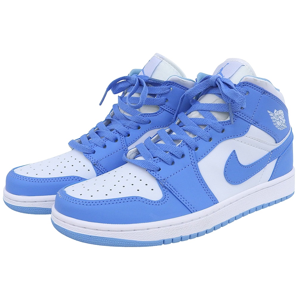 ナイキ 未使用 AIR JORDAN 1 MID UNC ノースカロライナ メンズ ライトブルー×ホワイト 26.5cm 554724-106 8.5(US)