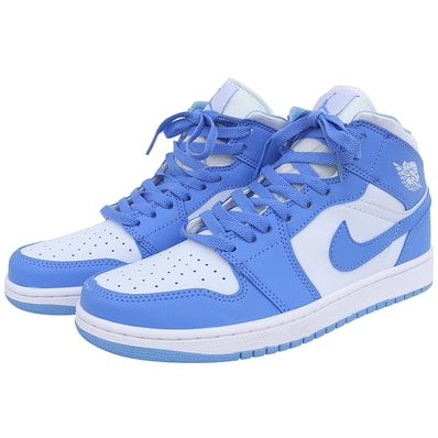 ナイキ 未使用 AIR JORDAN 1 MID UNC ノースカロライナ メンズ ライトブルー×ホワイト 26.5cm 554724-106 8.5(US)