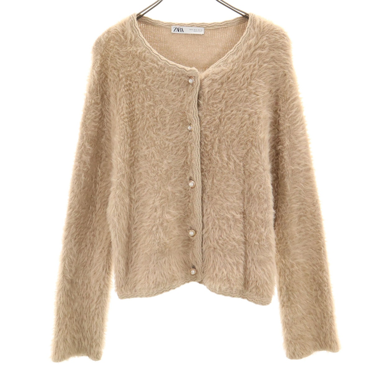 ZARA ザラ 長袖 シャギー カーディガン S ベージュ