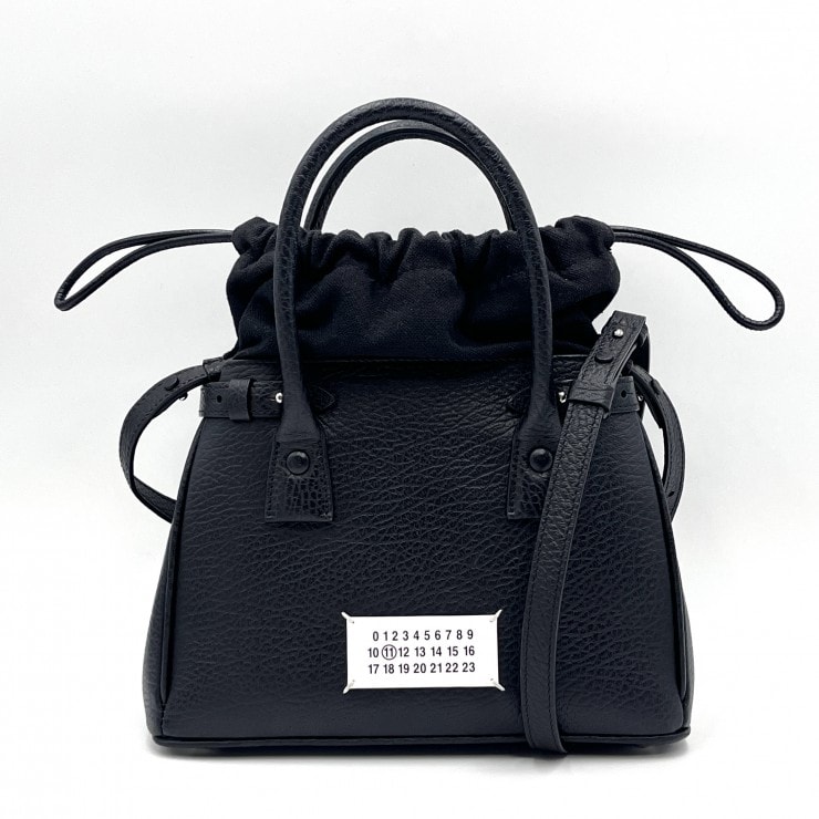 Maison Margiela(メゾンマルジェラ)5AC ドローストリング 2WAY ハンドバッグ ショルダーバッグ ブラック レザー レディース 【中古】