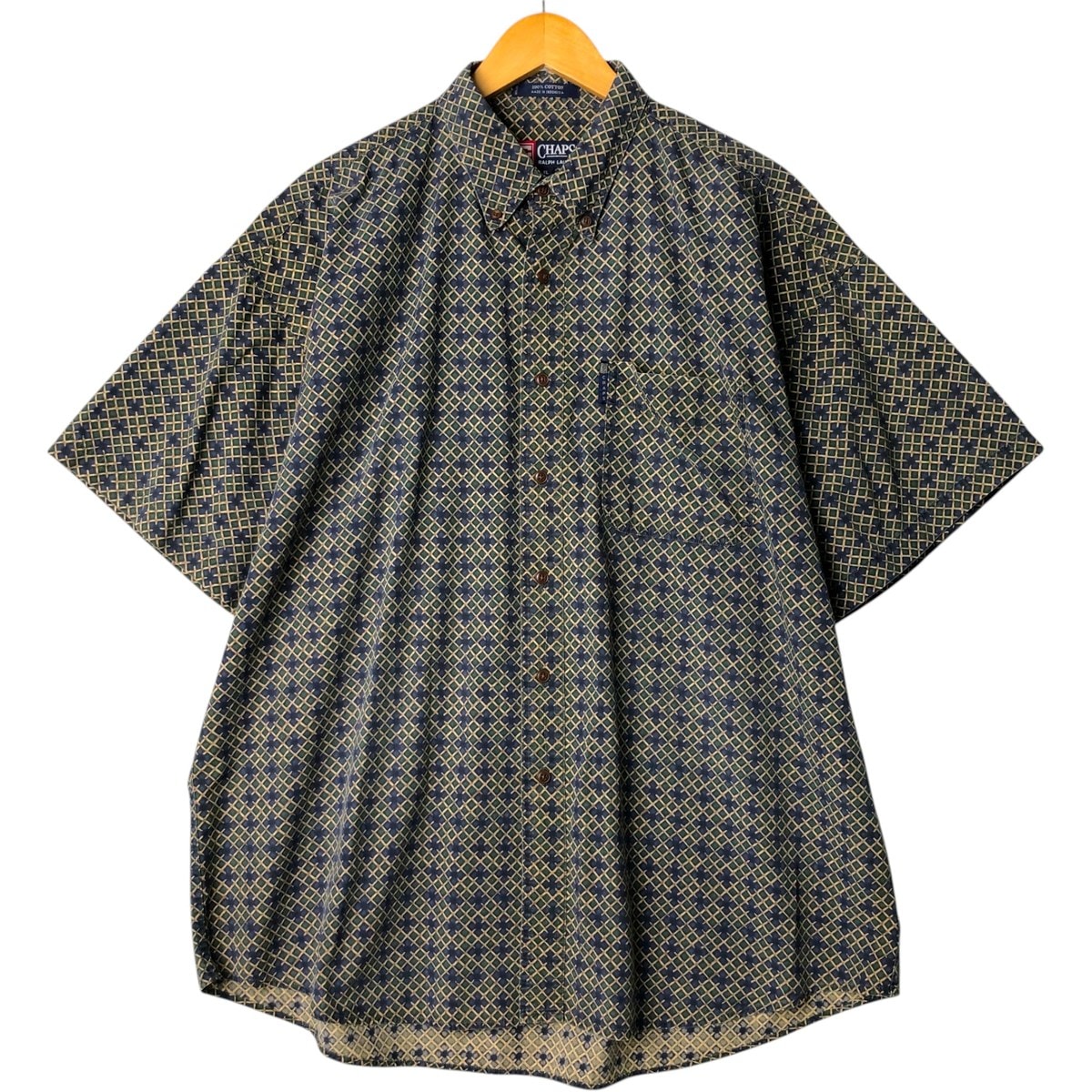 古着 ラルフローレン Ralph Lauren CHAPS チャップス 総柄 半袖 ボタンダウンシャツ メンズXL相当/eaa581025