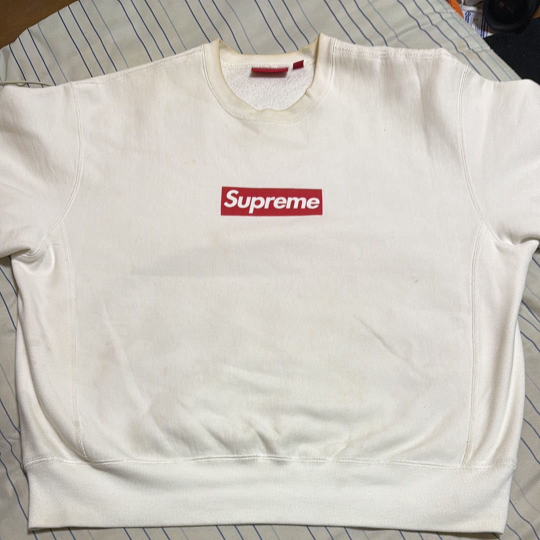 Supreme Washed Box Logo Crewneck "White"