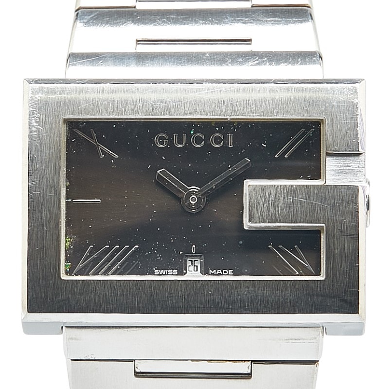 グッチ 腕時計 100M クオーツ ブラック文字盤 ステンレススチール メンズ GUCCI 【中古】