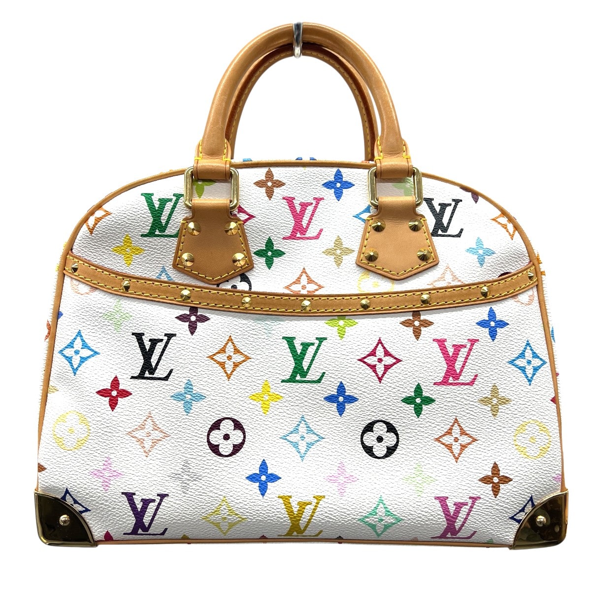 LOUIS VUITTON 美品 ルイヴィトン トゥルーヴィル モノグラムマルチカラー ブロン ハンドバッグ M92663 PVC レザー MI1004 ホワイト マルチカラー ミニボストン 村上隆 LV ヴィトン ABランク 中古 鑑定済 ヴィトンバッグ