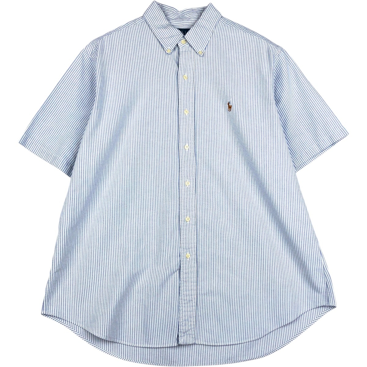古着 ラルフローレン Ralph Lauren CLASSIC FIT 半袖 ボタンダウン ストライプシャツ メンズXL相当/eaa623645