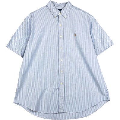 古着 ラルフローレン Ralph Lauren CLASSIC FIT 半袖 ボタンダウン ストライプシャツ メンズXL相当/eaa623645