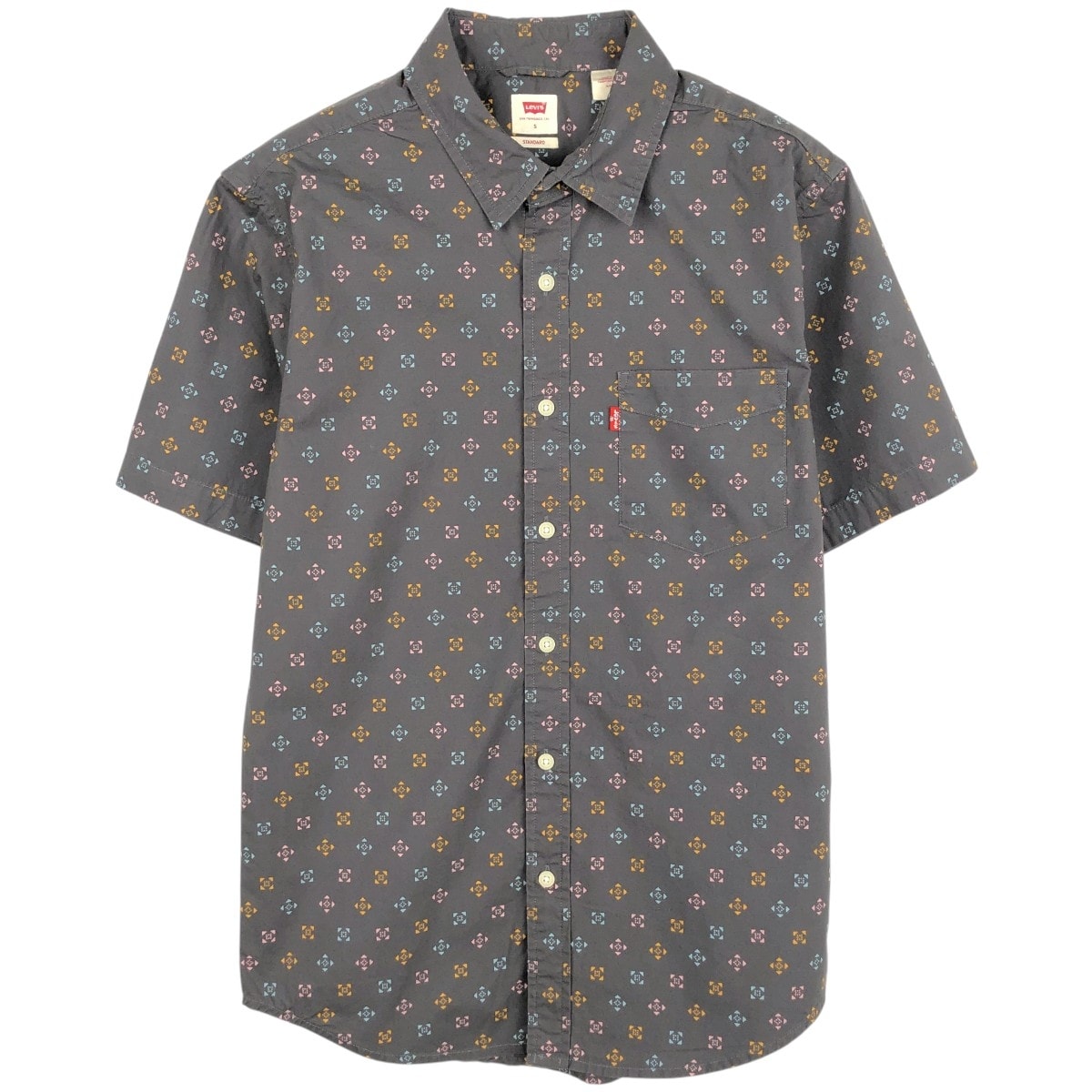 古着 リーバイス Levi's STANDARD 総柄 半袖 コットンシャツ メンズS相当/eaa668740