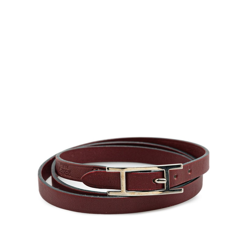 エルメス アピ3 ブレスレット 3連 ワインレッド ボルドー スイフト レディース HERMES 【中古】