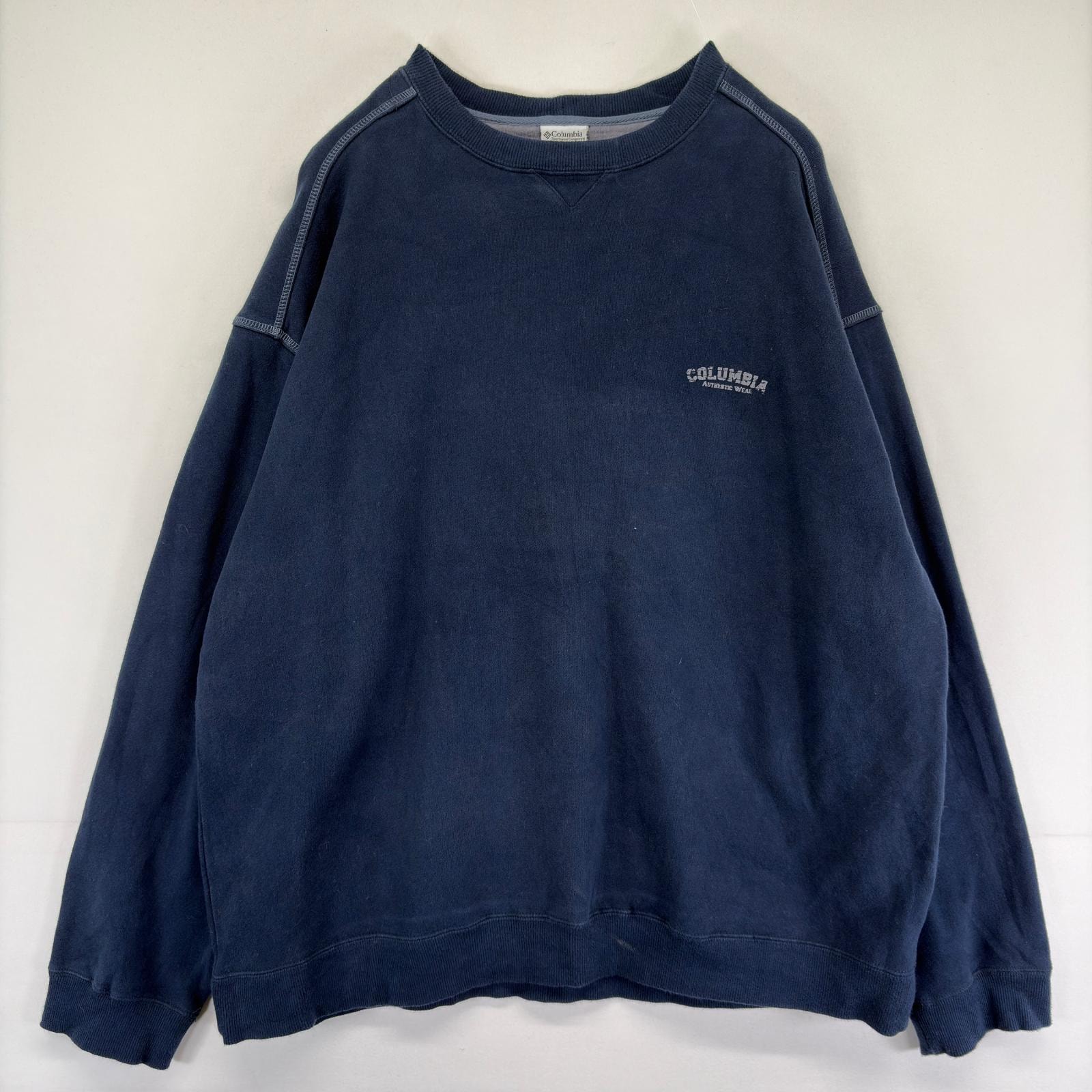古着 コロンビア Columbia スウェット ワンポイントロゴ 大きいサイズ ロゴ トレーナー 2XL  ネイビー系 メンズ