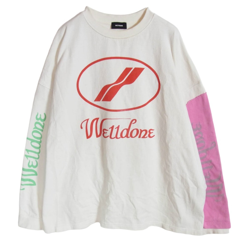 WE11DONE ウェルダン カットソー 20SS WD-TP7-20-083-U-WH REMAKE LOGO LONG SLEEVE T-SHIRT リメイク ロゴプリント カットソー ホワイト系 L【中古】