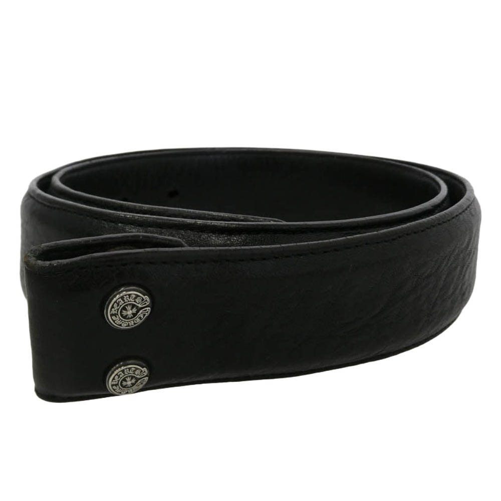 Chrome Hearts Plain Leather 1.5 Belt Horseshoe Rivet "Black"