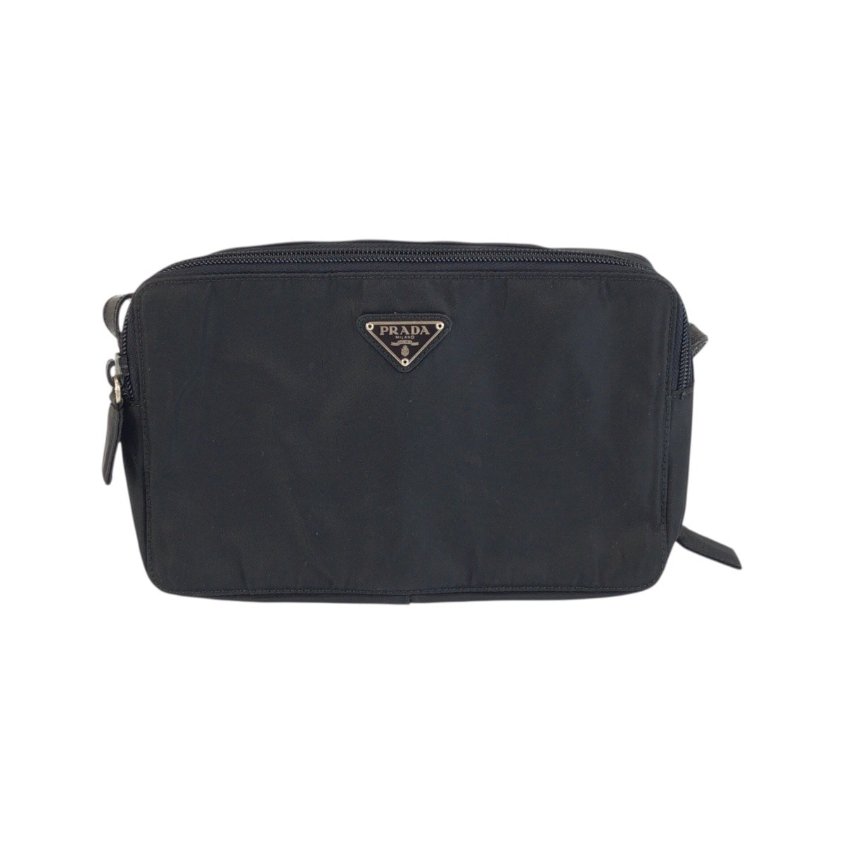 美品 PRADA プラダ テスート 三角ロゴプレート ブラック 黒 シルバー金具 ナイロン ショルダーバッグ ポシェット 601641 【中古】