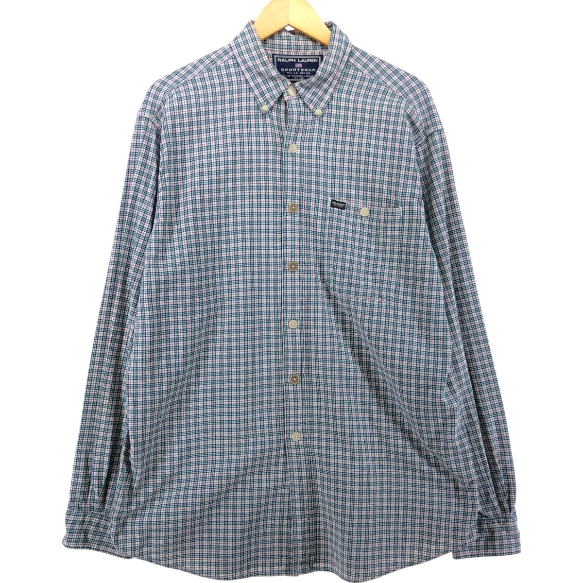 古着 90~00年代 ラルフローレン Ralph Lauren SPORTSMAN 長袖 ボタンダウンチェックシャツ メンズL相当/eaa539314