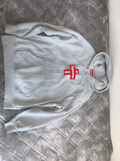 Supreme Cross Box Logo Hooded Sweatshirt "Grey"