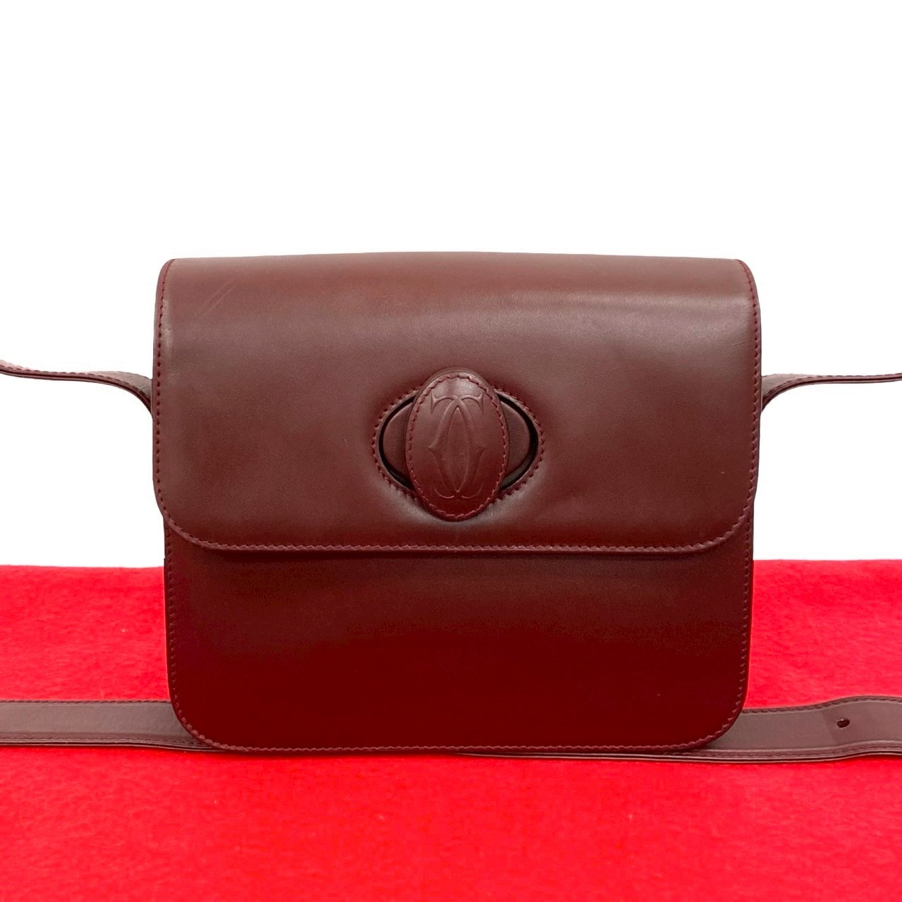CARTIER カルティエ マストライン レザー ショルダーバッグ ワインレッド
 08121