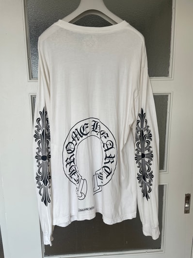 クロムハーツ CHROME HEARTS ホースシューフローラルクロス ロングスリーブTシャツ カットソー長袖XL 白ホワイト
