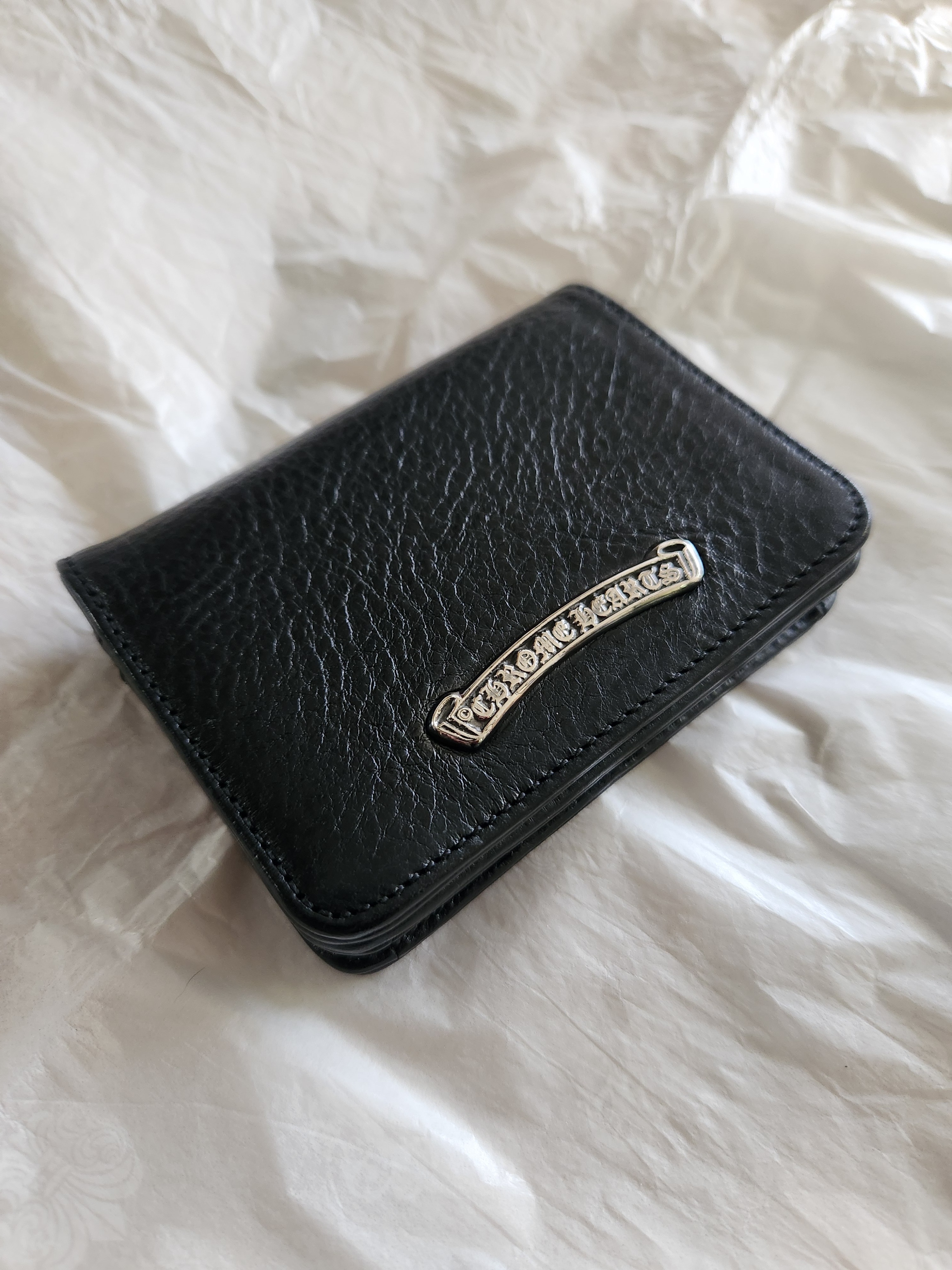 Chrome Hearts Arch Logo Plate 3-Pocket Leather Card Case "Black"