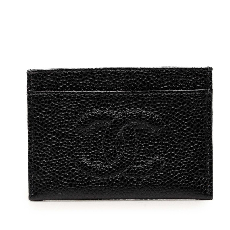 シャネル ココマーク カードケース パスケース ブラック キャビアスキン レディース CHANEL 中古