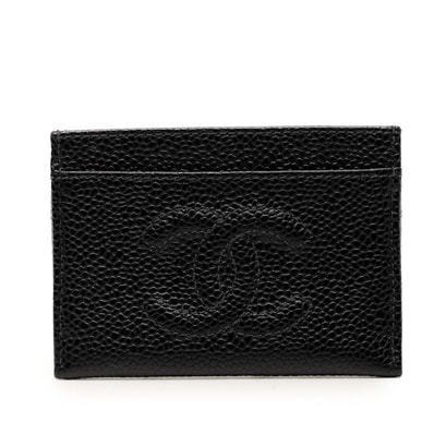 シャネル ココマーク カードケース パスケース ブラック キャビアスキン レディース CHANEL 中古