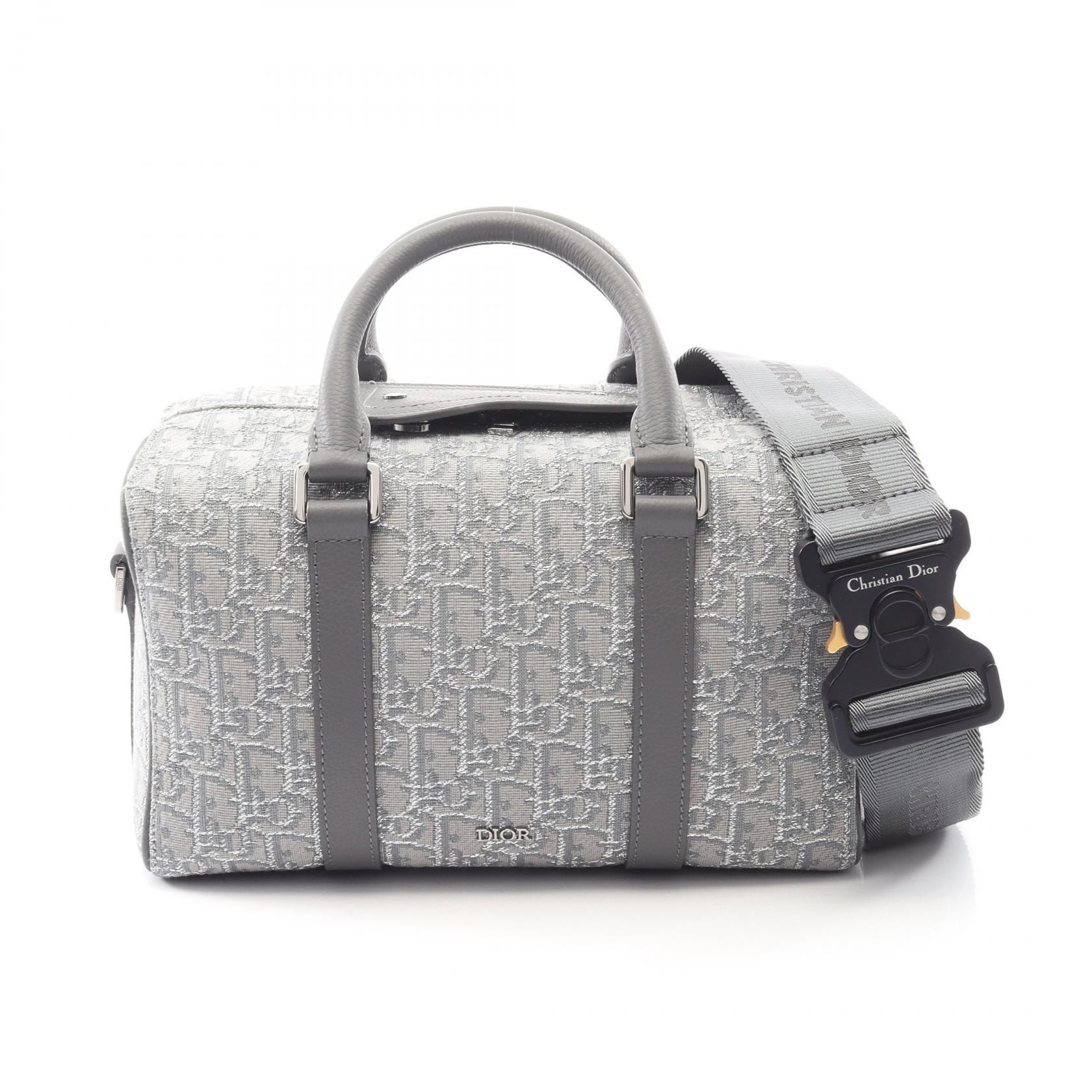 ディオール Dior LINGOT26 ランゴ オブリーク ハンドバッグ バッグ キャンバス レザー メンズ グレー系 【中古】