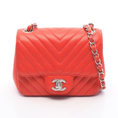 シャネル CHANEL シェブロン Vステッチ ミニ 20 ショルダーバッグ バッグ キャビアスキン(グレインドカーフ) レディース レッド系 【中古】