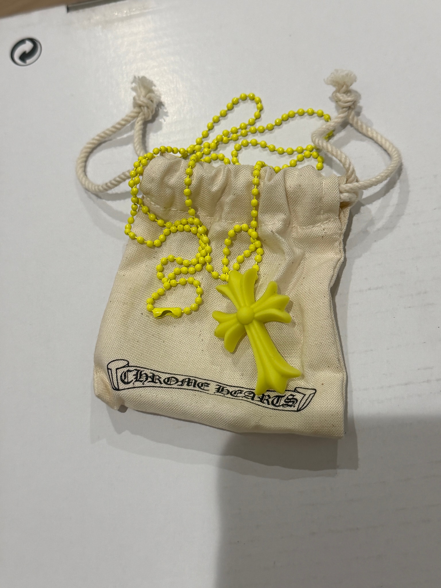 Chrome Hearts Rubber Small CH Cross Silicon Necklace "Yellow"