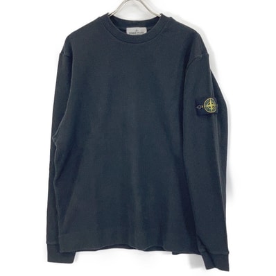 ストーンアイランド 24SS 801562656 ブラック クルーネック コットンブレンド リブプルオーバーニット L