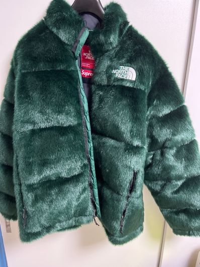 Supreme x The North Face Faux Fur Nuptse Jacket "Green"