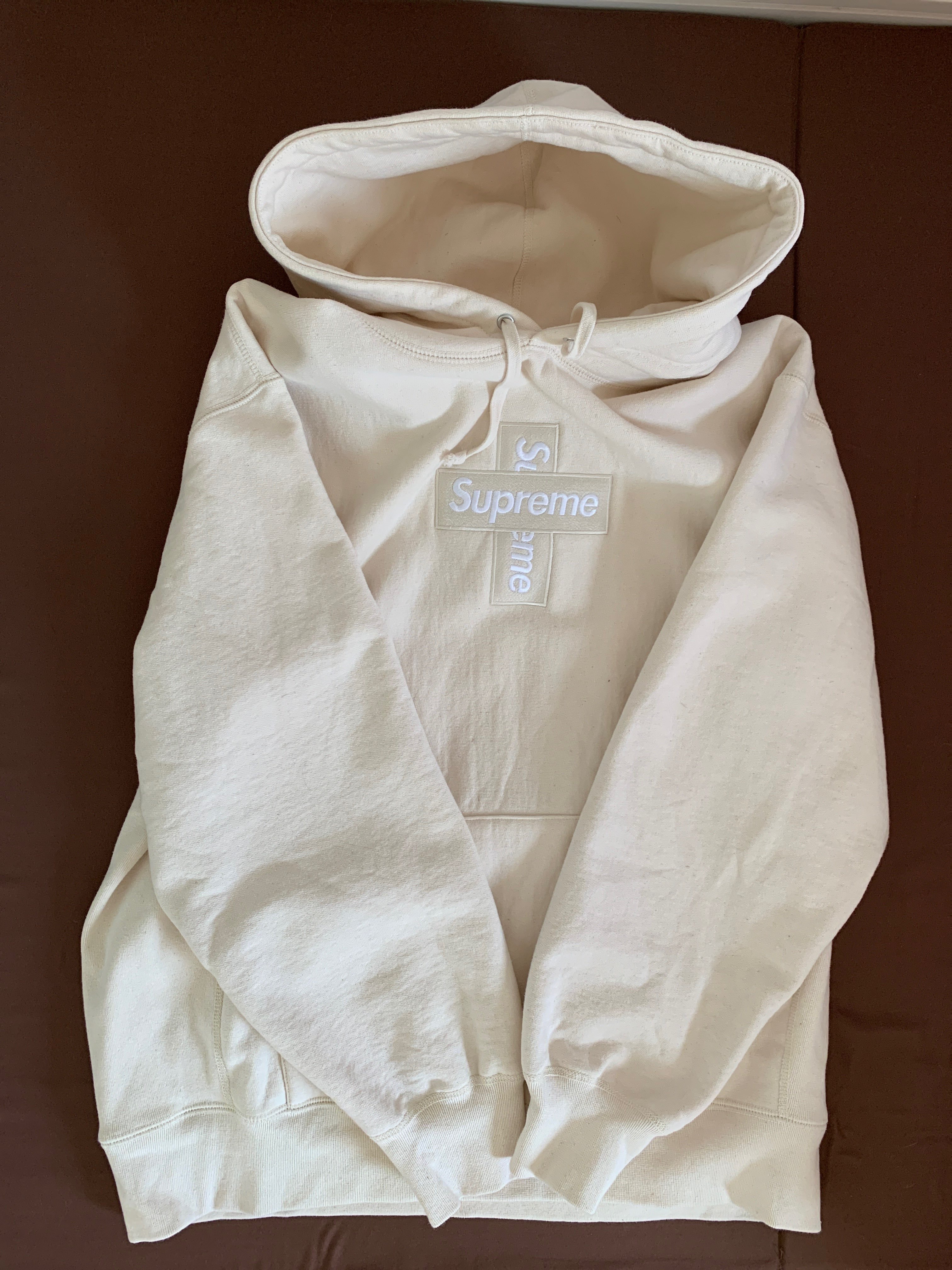 Supreme Cross Box Logo Hooded Sweatshirt "Natural"