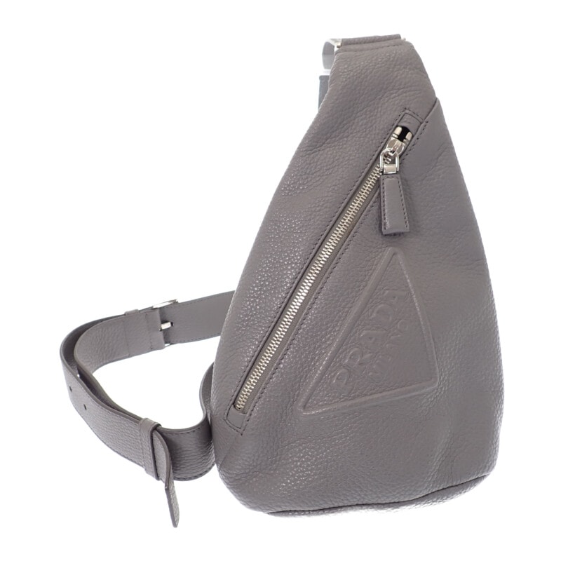 PRADA Cross Vitello Dino Leather Gag "Light Gray"