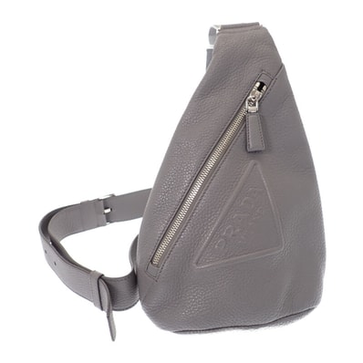 PRADA Cross Vitello Dino Leather Gag "Light Gray"