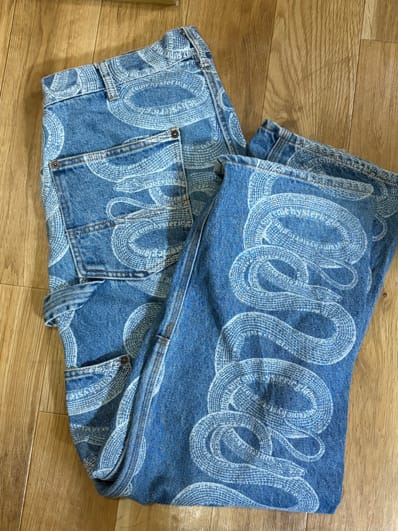 Supreme x HYSTERIC GLAMOUR Snake Double Knee Denim Painter Pant "Blue"