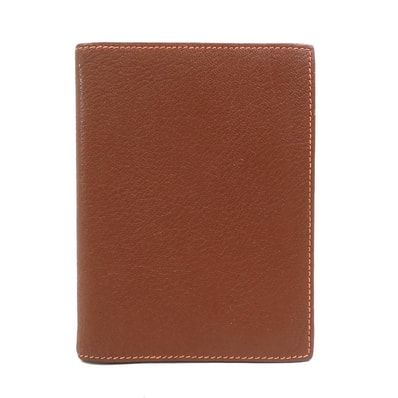 エルメス HERMES 手帳カバー レザー ブラウン/オレンジ シルバー ユニセックス【中古】 e61582a