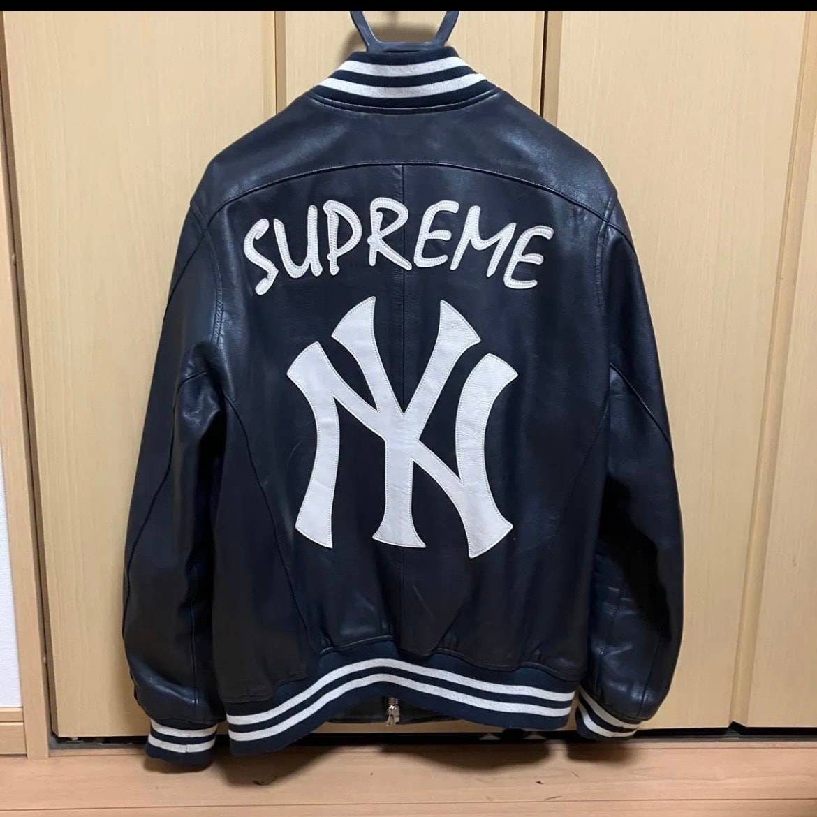 supreme leather varsity jacket Yankees New York