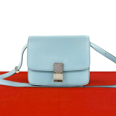 CELINE セリーヌ クラシック ボックス スモール レザー ショルダーバッグ ブルー
46363