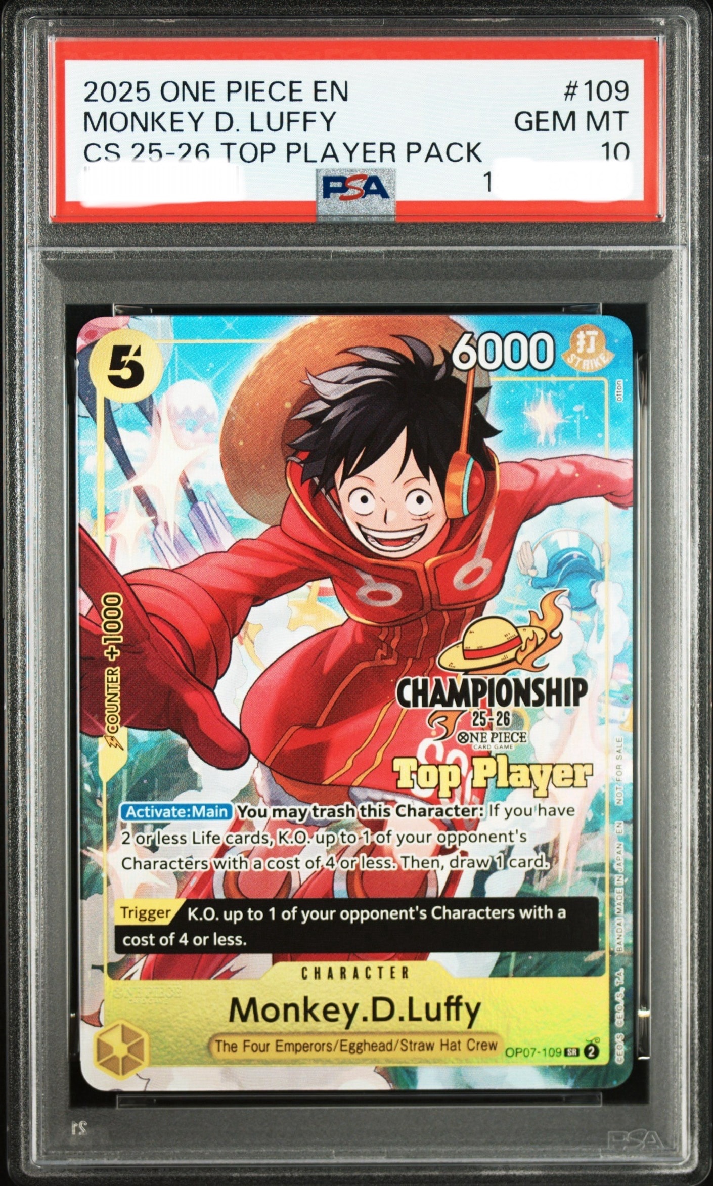 PSA10】モンキー・D・ルフィ SR [OP07-109](プロモーションカード「V