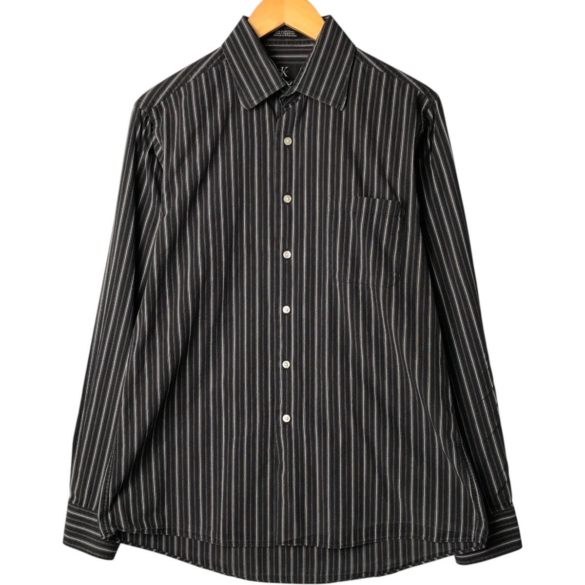 古着 カルバンクライン Calvin klein 長袖 コットンストライプシャツ メンズL相当/eaa574210
