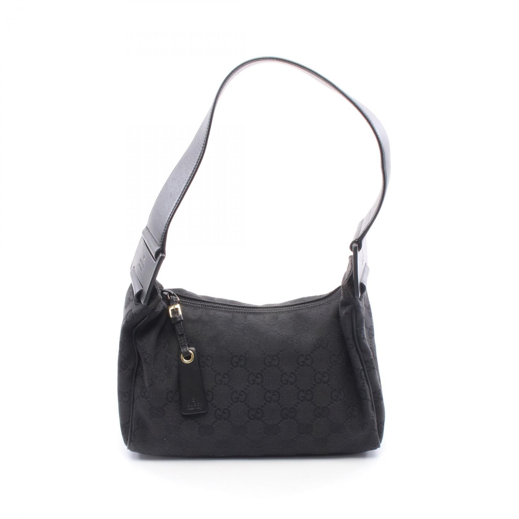 グッチ GUCCI GGキャンバス ショルダーバッグ バッグ キャンバス レザー レディース ブラック系 92699 【中古】