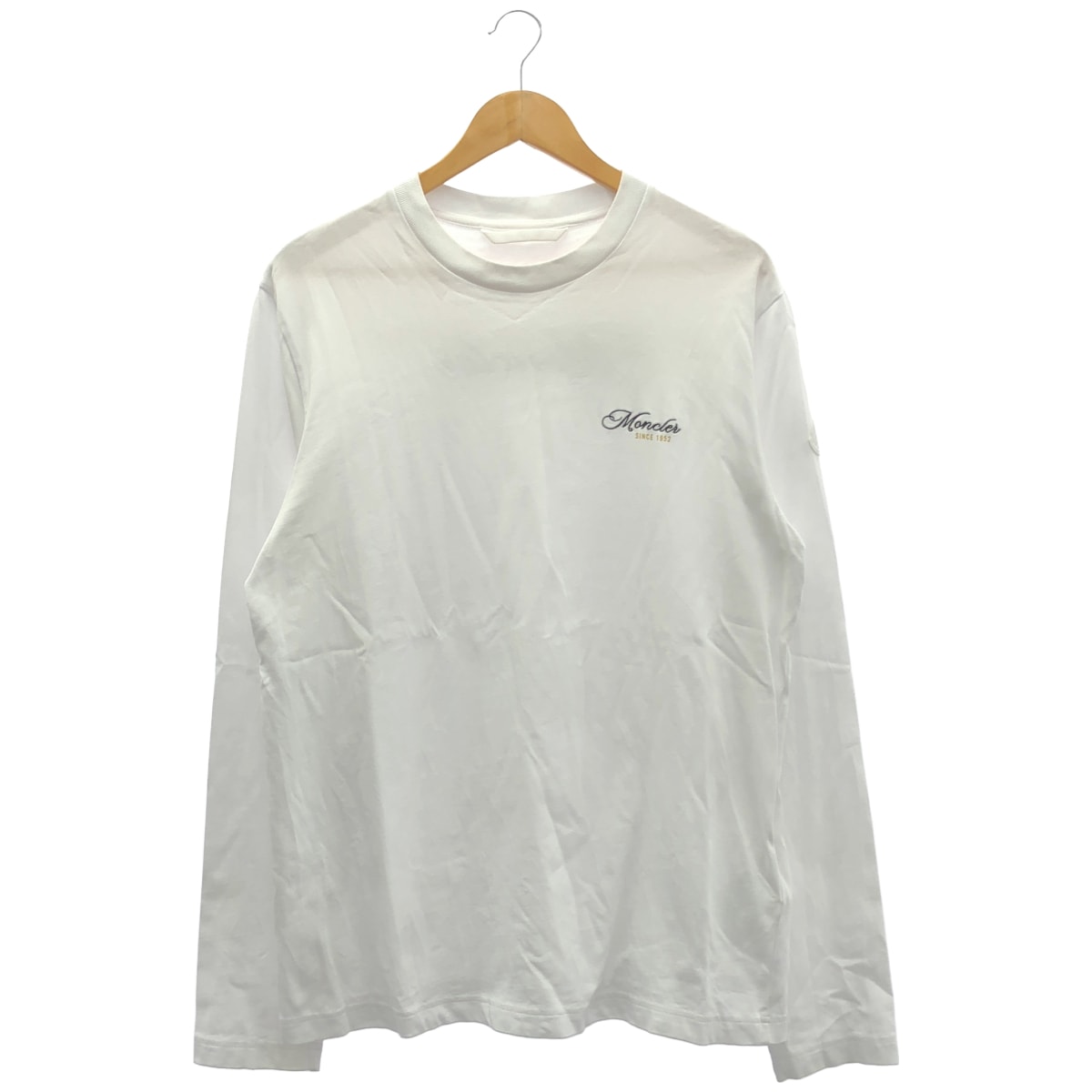 モンクレール 25AW LS T-SHIRT ホワイト コットン バックプリント 刺繍ロゴ ロングスリーブカットソー M