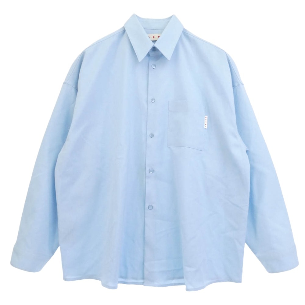 MARNI マルニ Tシャツ 22AW CUMU0061A1 TW839 ウール トロピカル 長袖 シャツ ライトブルー系 50【中古】