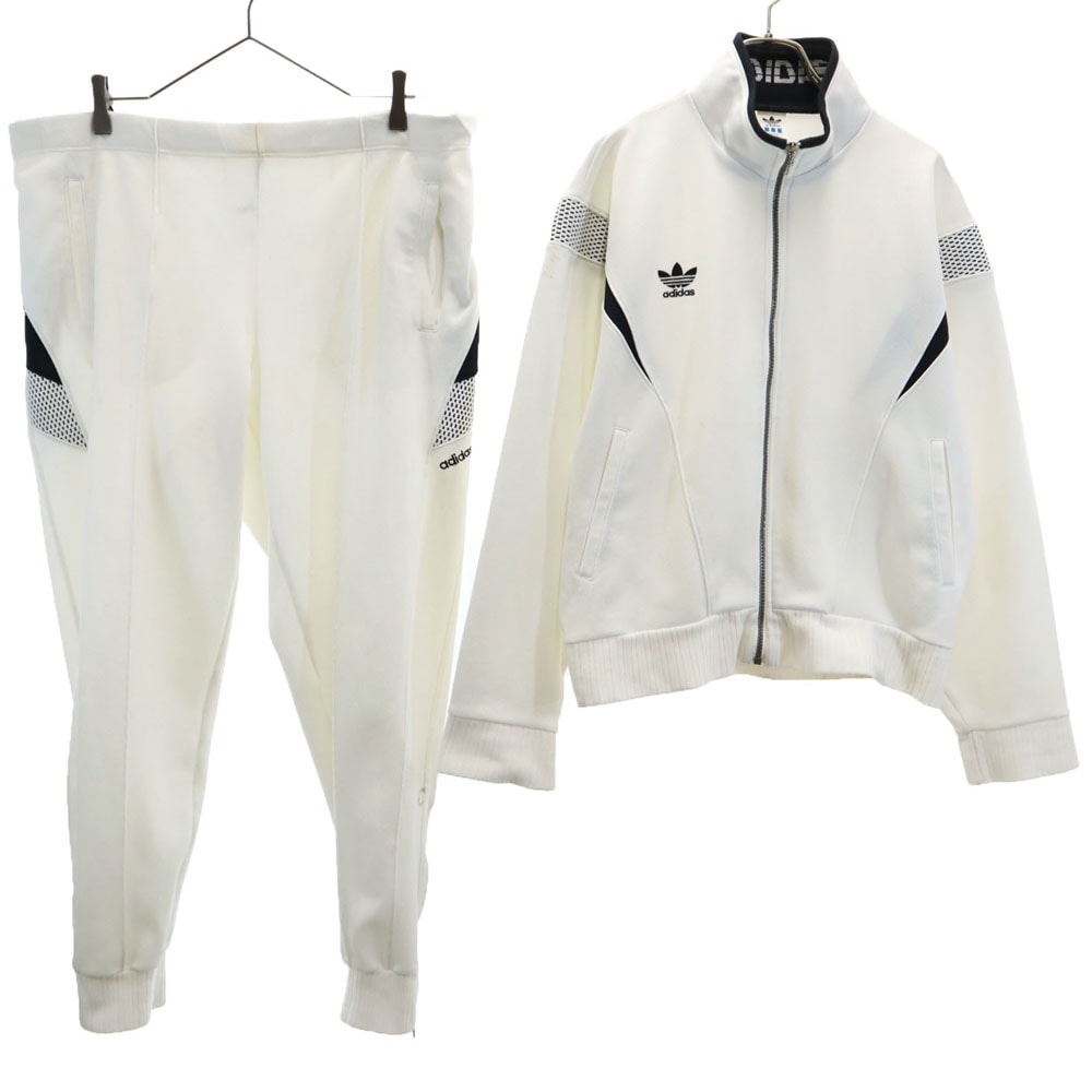 adidas アディダス 80s デサント製 ヴィンテージ ジャージジャケット 上下セットアップ O 白