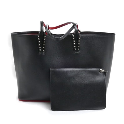 Christian Louboutin クリスチャンルブタン カバタ トートバッグ ブラック レッド 1175113 レディース【中古】