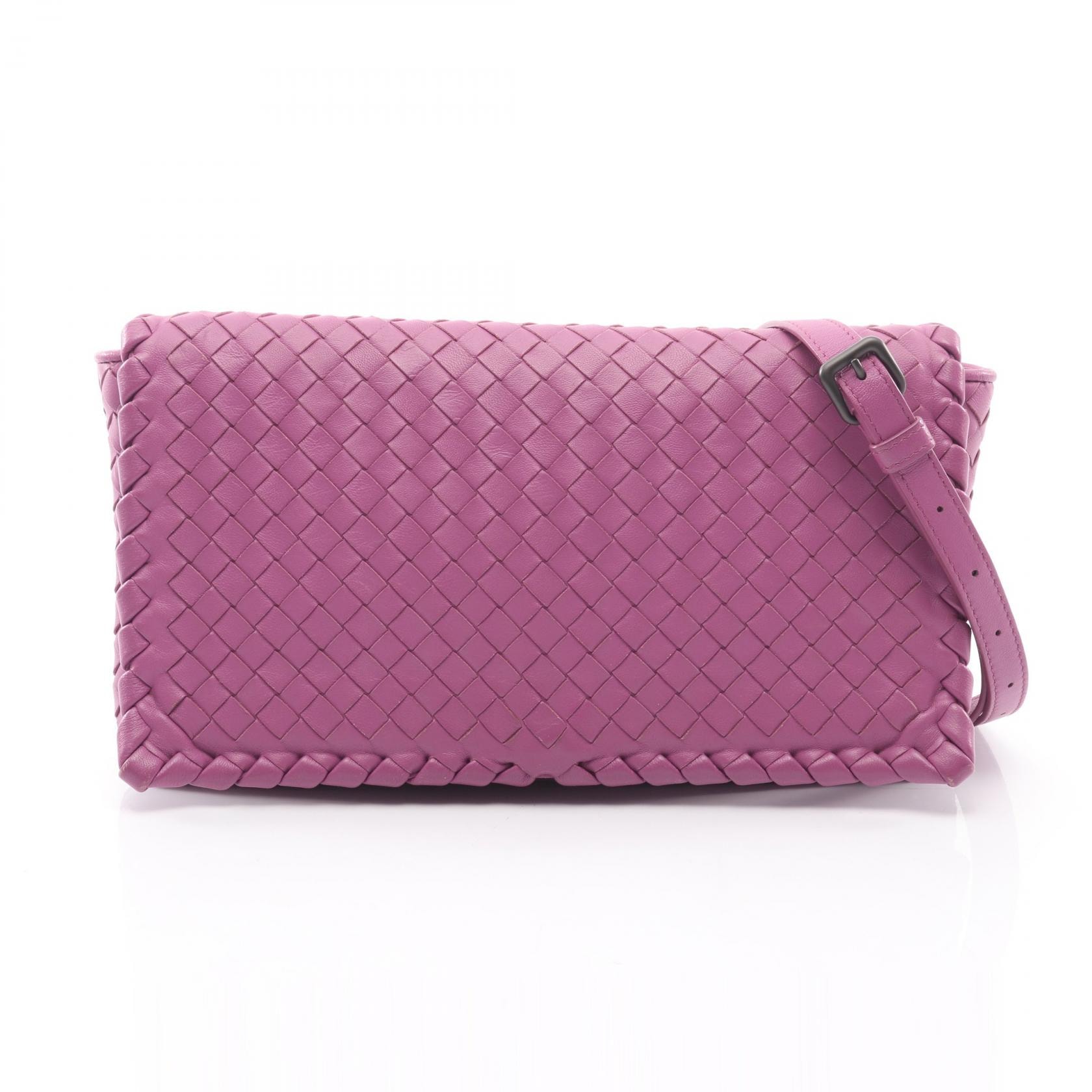 ボッテガヴェネタ BOTTEGA VENETA イントレチャート ショルダーバッグ ショルダーバッグ バッグ レザー レディース パープル系 【中古】