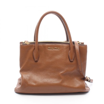 ミュウ ミュウ Miu Miu MADRAS マドラス 2WAY ハンドバッグ バッグ レザー レディース ブラウン系 RN0941 【中古】