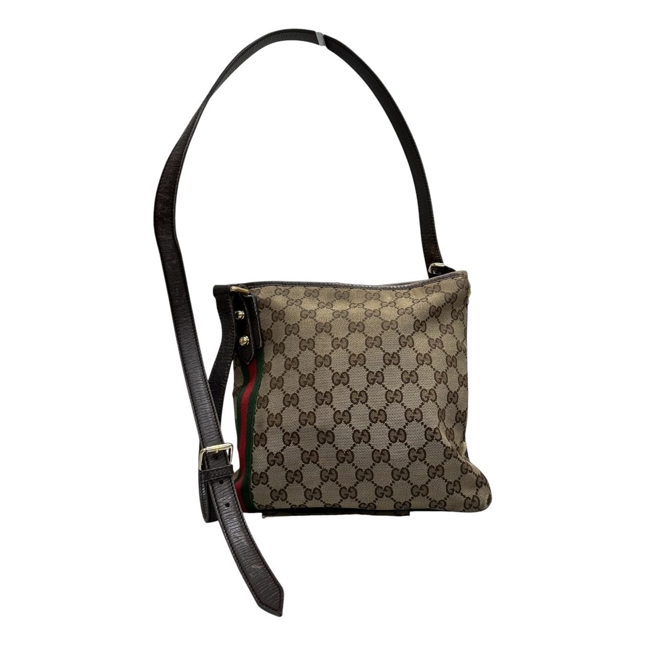 GUCCI グッチ ブラウン GGキャンバス レザー/ ショルダーバッグ S1-00154 【中古】