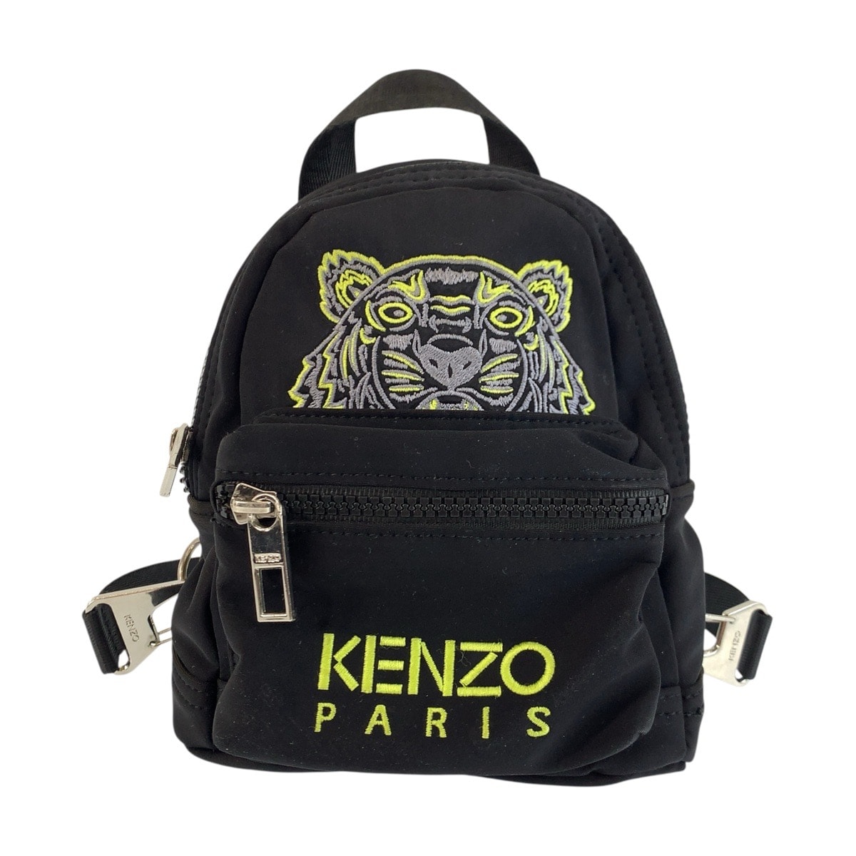 KENZO ケンゾー タイガー 刺繍 ブラック 黒 シルバー金具 ナイロン ポリエステル/ リュックサック バックパック 602269 【中古】