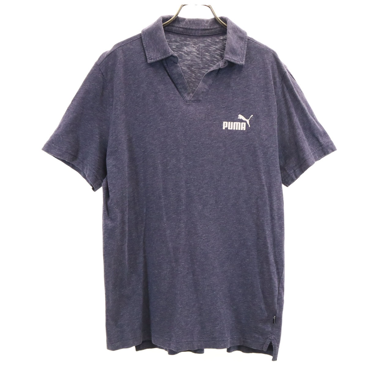PUMA プーマ 半袖 スキッパー シャツ XL ネイビー