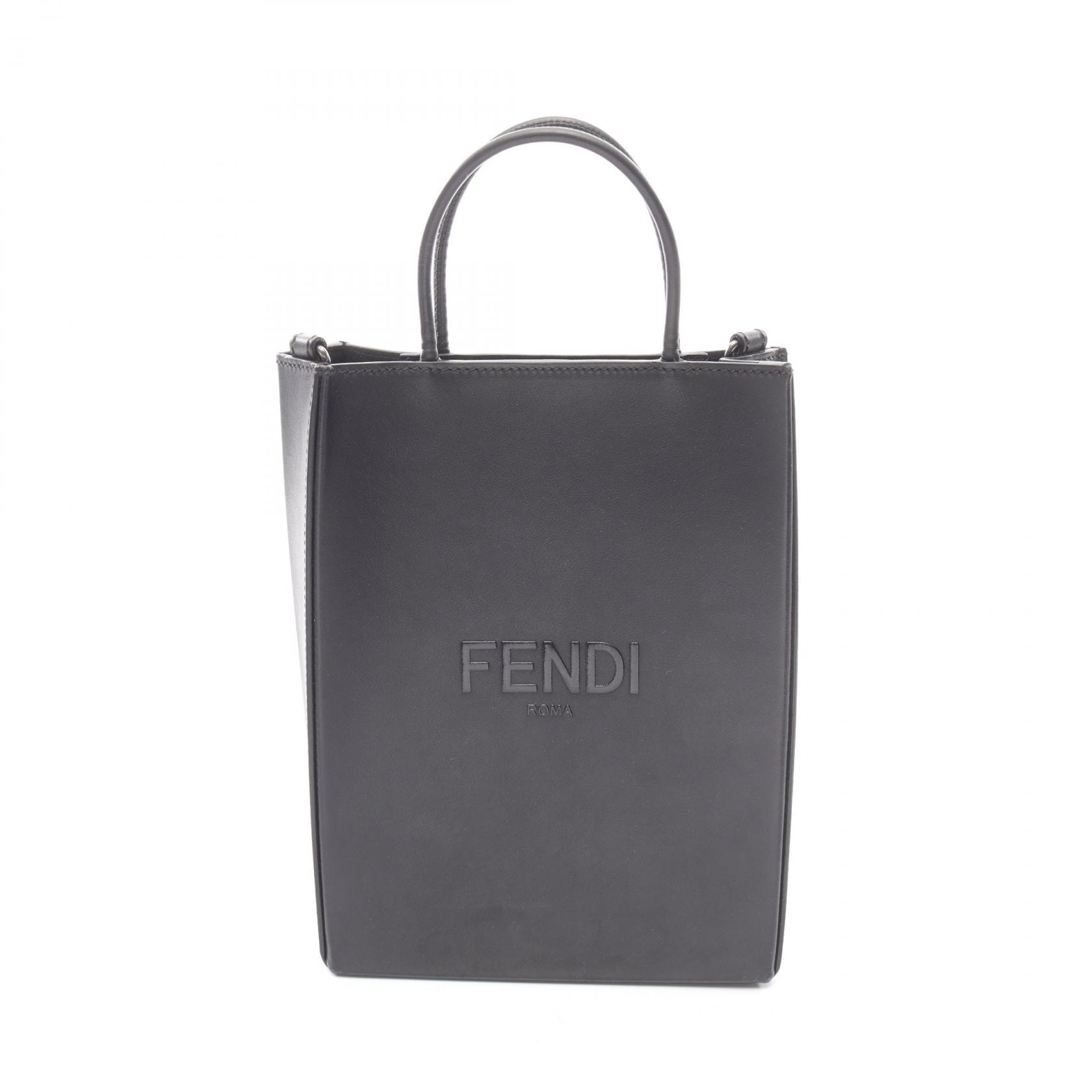 フェンディ FENDI パック ショッピングバッグ スモール ハンドバッグ バッグ レザー メンズ レディース ブラック系 7VA512 【中古】