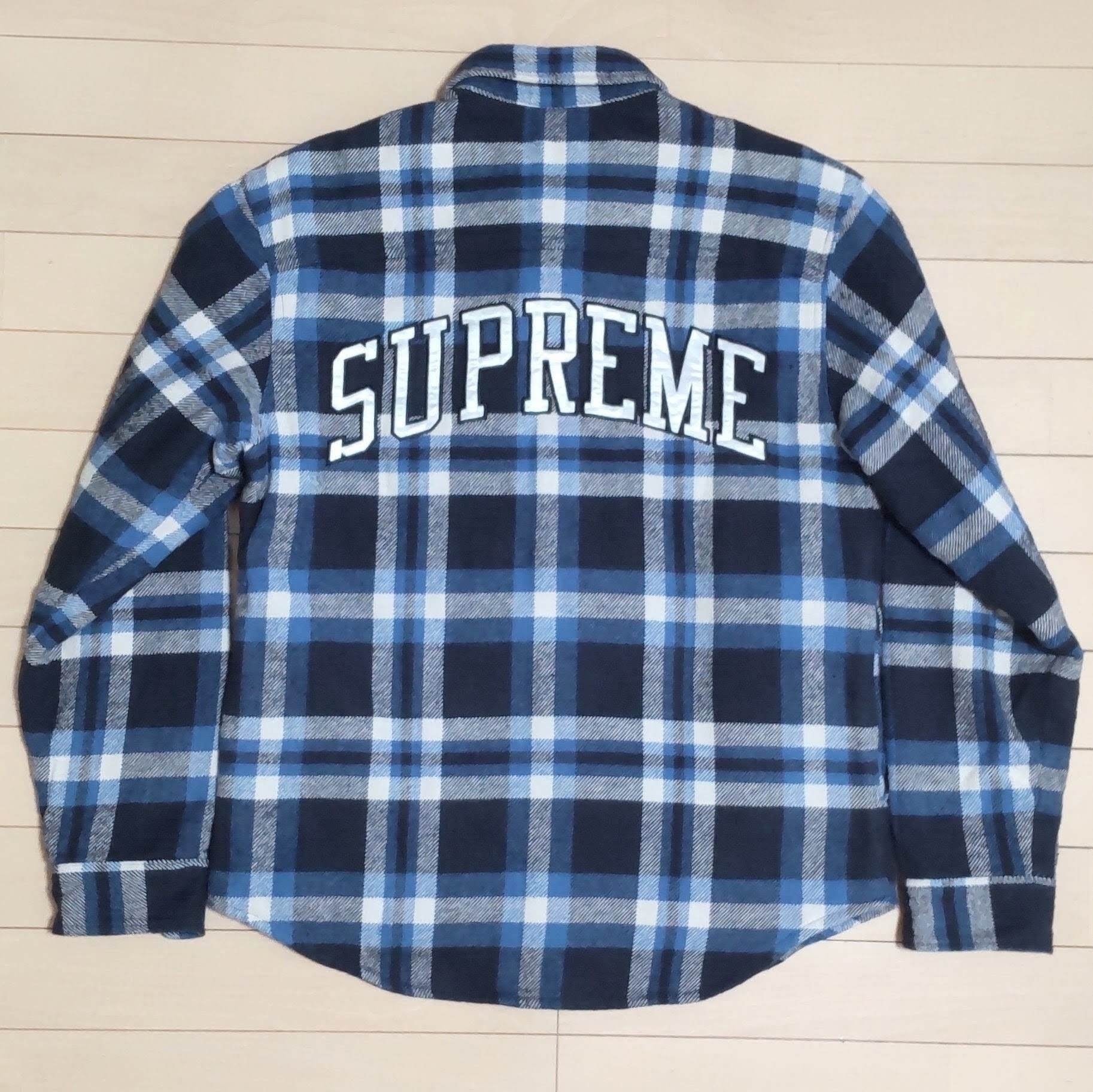 Supreme Quilted Arc Logo Flannel Shirt "Blue"